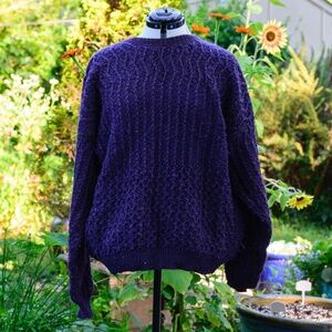 Made in Uruguay Wool Ski-Sweater Mixed-stitch VTG Crew-neck Heavy Purple Wool